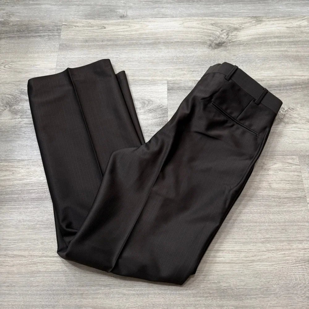 Sasson Paris Men's Dress Pants Brown Textured Office Career‎ Formal Sz 32x28